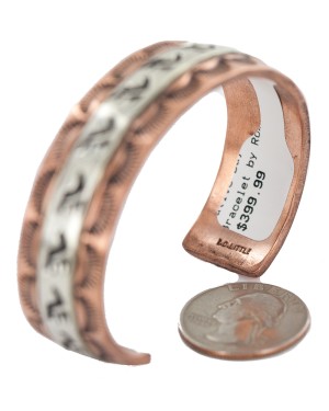 Certified Authentic .925 Sterling Silver Bear Paw Handmade Navajo Native American Pure Copper Bracelet 13170-3