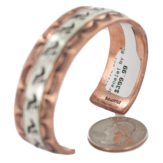 Certified Authentic .925 Sterling Silver Bear Paw Handmade Navajo Native American Pure Copper Bracelet 13170-3