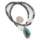 .925 Sterling Silver Certified Authentic Navajo Natural Spiderweb Turquoise Snowflake Obsidian Native American Necklace 12674-15814 .925 Sterling Silver Certified Authentic Navajo Natural Spiderweb Turquoise Snowflake Obsidian Native American Necklace 12674-15814