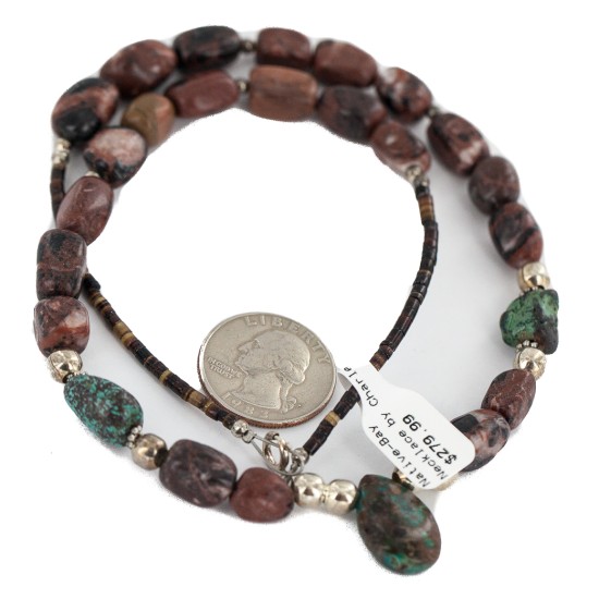 Drop .925 Sterling Silver Certified Authentic Navajo Natural Turquoise Jasper Native American Necklace 18276-1 Drop .925 Sterling Silver Certified Authentic Navajo Natural Turquoise Jasper Native American Necklace 18276-1