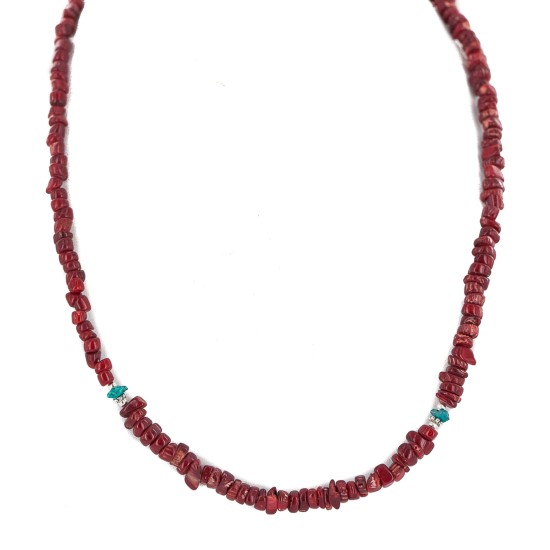 .925 Sterling Silver Certified Authentic Navajo Natural Turquoiose Coral Native American Necklace 750219 .925 Sterling Silver Certified Authentic Navajo Natural Turquoiose Coral Native American Necklace 750219