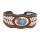 Certified Authentic Handmade .925 Sterling Silver Navajo Natural Turquoise Native American Leather Bracelet 12784-3 Certified Authentic Handmade .925 Sterling Silver Navajo Natural Turquoise Native American Leather Bracelet 12784-3