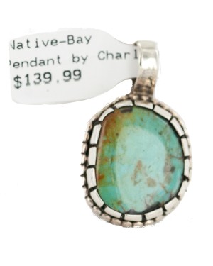 Handmade Certified Authentic Navajo .925 Sterling Silver Natural Turquoise Native American Pendant 13168