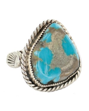 Handmade Navajo Certified Authentic .925 Sterling Silver Natural Turquoise Native American Ring 18221-6