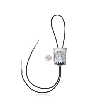Teepee .925 Sterling Silver Certified Authentic Handmade Navajo Native American Bolo Tie 34132