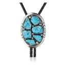 Handmade Navajo .925 Sterling Silver Native American Natural Turquoise Bolo Tie 34133