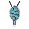 Handmade Certified Authentic Navajo .925 Sterling Silver Native American Natural Turquoise Bolo Tie 34133