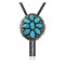 Handmade Certified Authentic Navajo .925 Sterling Silver Native American Natural Turquoise Bolo Tie 34134