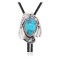 Feather .925 Sterling Silver Certified Authentic Handmade Navajo Native American Natural Turquoise Bolo Tie 34136