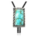 Handmade Navajo .925 Sterling Silver Native American Natural Turquoise Bolo Tie 34135