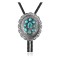 Sun .925 Sterling Silver Certified Authentic Handmade Navajo Native American Natural Turquoise Bolo Tie 34138