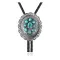 Sun .925 Sterling Silver Handmade Navajo Native American Natural Turquoise Bolo Tie 34138