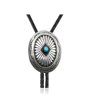 Handmade Navajo .925 Sterling Silver Native American Natural Turquoise Bolo Tie 34144