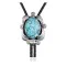 Feather .925 Sterling Silver Handmade Navajo Native American Natural Turquoise Bolo Tie 34146
