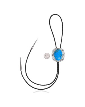 Handmade Certified Authentic Navajo .925 Sterling Silver Native American Natural Turquoise Bolo Tie 34143 Handmade Certified Authentic Navajo .925 Sterling Silver Native American Natural Turquoise Bolo Tie 34143
