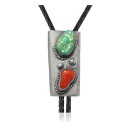Handmade Navajo .925 Sterling Silver Turquoise Coral Bolo Tie NB180620190566