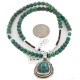 .925 Sterling Silver Certified Authentic Navajo Natural Spiderweb Turquoise Agate Native American Necklace 18281-3-18278