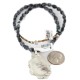 .925 Sterling Silver Certified Authentic Navajo Natural White Buffalo Snowflake Obsidian Native American Necklace 18279-3-16037-6