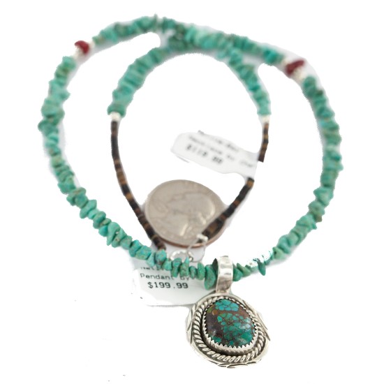 .925 Sterling Silver Certified Authentic Navajo Natural Spiderweb Turquoise Native American Necklace 18282-3-1601-10 .925 Sterling Silver Certified Authentic Navajo Natural Spiderweb Turquoise Native American Necklace 18282-3-1601-10