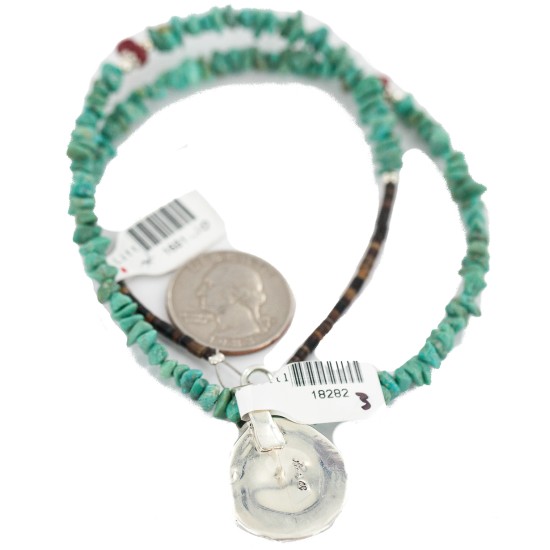 .925 Sterling Silver Certified Authentic Navajo Natural Spiderweb Turquoise Native American Necklace 18282-3-1601-10 .925 Sterling Silver Certified Authentic Navajo Natural Spiderweb Turquoise Native American Necklace 18282-3-1601-10