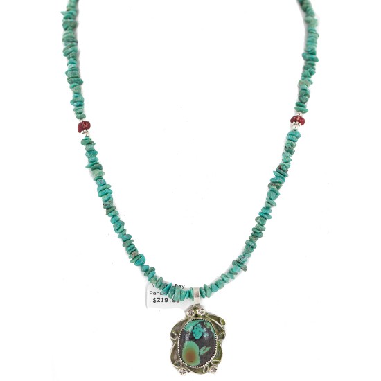.925 Sterling Silver Certified Authentic Navajo Natural Mountain Turquoise Coral Native American Necklace 18281-2-1601-10 .925 Sterling Silver Certified Authentic Navajo Natural Mountain Turquoise Coral Native American Necklace 18281-2-1601-10