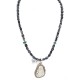 .925 Sterling Silver Certified Authentic Navajo Natural White Buffalo Snowflake Obsidian Native American Necklace 18280-2-16037-6