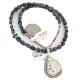 .925 Sterling Silver Certified Authentic Navajo Natural White Buffalo Snowflake Obsidian Native American Necklace 18280-2-16037-6
