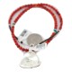 .925 Sterling Silver Certified Authentic Navajo Natural White Buffalo and Coral Native American Necklace & Pendant 18280-1-95001
