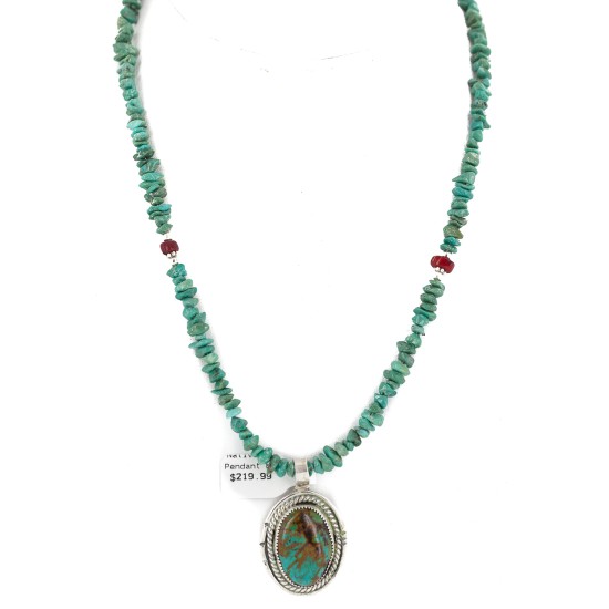 .925 Sterling Silver Certified Authentic Navajo Natural Turquoise Coral Native American Necklace 18281-1-1601-10 .925 Sterling Silver Certified Authentic Navajo Natural Turquoise Coral Native American Necklace 18281-1-1601-10