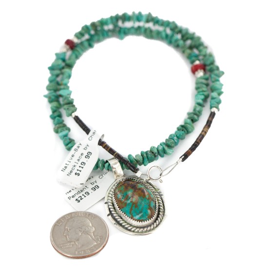 .925 Sterling Silver Certified Authentic Navajo Natural Turquoise Coral Native American Necklace 18281-1-1601-10 .925 Sterling Silver Certified Authentic Navajo Natural Turquoise Coral Native American Necklace 18281-1-1601-10