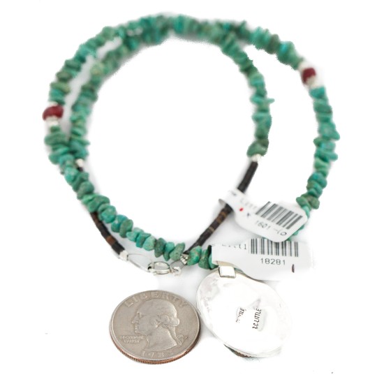.925 Sterling Silver Certified Authentic Navajo Natural Turquoise Coral Native American Necklace 18281-1-1601-10 .925 Sterling Silver Certified Authentic Navajo Natural Turquoise Coral Native American Necklace 18281-1-1601-10