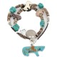 Carved Fetish Horse .925 Sterling Silver Certified Authentic Navajo Natural Jasper Bone Graduated Melon Shell Native American Necklace 18266