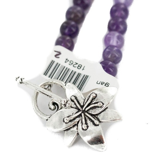 Certified Authentic Nickel Navajo Natural Amethyst Native American Necklace 18264-2