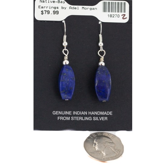 Certified Authentic .925 Sterling Silver Navajo Natural Lapis Lazuli Native American Earrings 18270-2