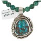 .925 Sterling Silver Certified Authentic Navajo Natural Spiderweb Turquoise Agate Native American Necklace 18281-3-18278
