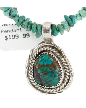 .925 Sterling Silver Certified Authentic Navajo Natural Spiderweb Turquoise Native American Necklace 18282-3-1601-10 .925 Sterling Silver Certified Authentic Navajo Natural Spiderweb Turquoise Native American Necklace 18282-3-1601-10
