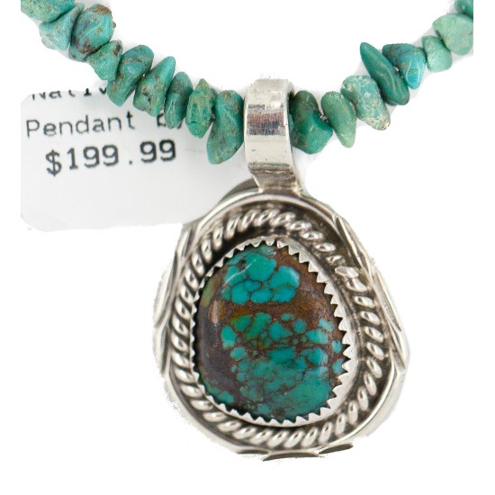 .925 Sterling Silver Certified Authentic Navajo Natural Spiderweb Turquoise Native American Necklace 18282-3-1601-10 .925 Sterling Silver Certified Authentic Navajo Natural Spiderweb Turquoise Native American Necklace 18282-3-1601-10