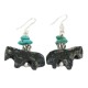Carved Fetish Horse .925 Sterling Silver Hooks Certified Authentic Navajo Natural Turquoise Jasper Native American Earrings 18268