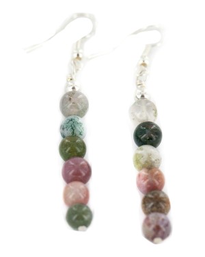 Certified Authentic .925 Sterling Silver Navajo Natural Agate Native American Dangle Earrings 18270-5