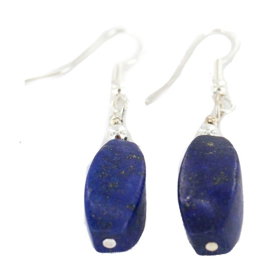 Certified Authentic .925 Sterling Silver Navajo Natural Lapis Lazuli Native American Earrings 18270-2