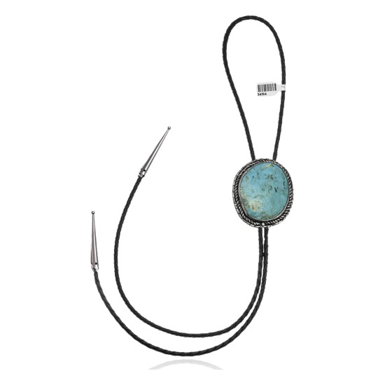 Handmade Certified Authentic Navajo .925 Sterling Silver Native American Natural Turquoise Bolo Tie 34154