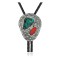 Handmade Certified Authentic Navajo .925 Sterling Silver Native American Natural Turquoise Coral Bolo Tie 34155
