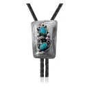 Handmade Navajo .925 Sterling Silver Native American Natural Turquoise Bolo Tie 34156