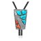 Feather .925 Sterling Silver Certified Authentic Handmade Navajo Native American Natural Turquoise Coral Bolo Tie 34159