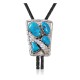 Feather .925 Sterling Silver Certified Authentic Handmade Navajo Native American Natural Turquoise Bolo Tie 34165