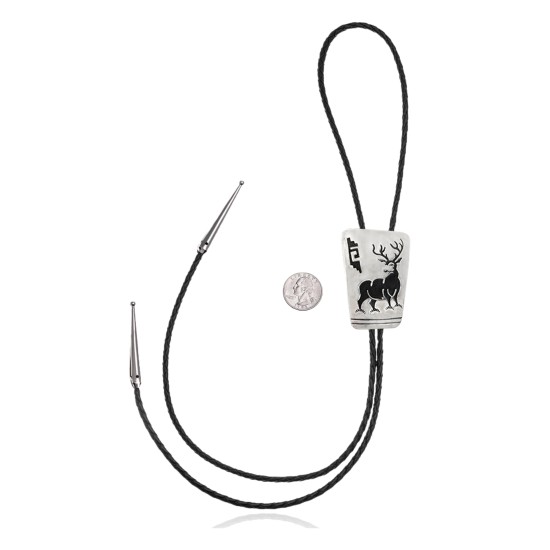 Handmade Certified Authentic Navajo .925 Sterling Silver Native American Bolo Tie 34167