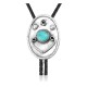 Handmade Certified Authentic Navajo .925 Sterling Silver Native American Natural Turquoise Bolo Tie 34169