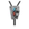 Feather .925 Sterling Silver Certified Authentic Handmade Navajo Native American Natural Turquoise Coral Bolo Tie 34173