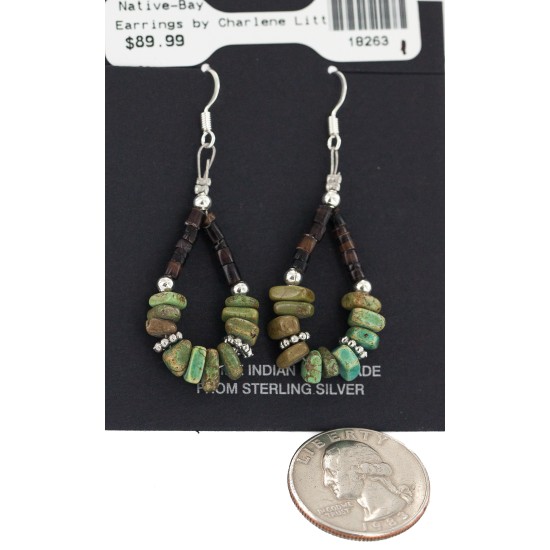 .925 Sterling Silver Hooks Certified Authentic Navajo Natural Turquoise Heishi Hoop Native American Earrings 18263-1 .925 Sterling Silver Hooks Certified Authentic Navajo Natural Turquoise Heishi Hoop Native American Earrings 18263-1