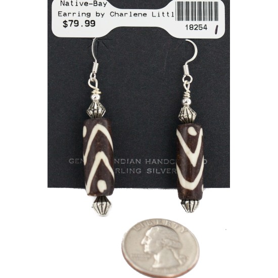 .925 Sterling Silver Hooks Certified Authentic Navajo Wood Native American Earrings 18254-1 .925 Sterling Silver Hooks Certified Authentic Navajo Wood Native American Earrings 18254-1